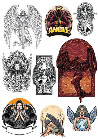 Düşmüş Melek Sticker Set 9 Parça Telefon, Tablet, Defter, Laptop Sticker