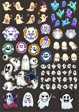 Hayalet Sticker Set 11 28 Parça Telefon, Tablet, Defter, Laptop Sticker