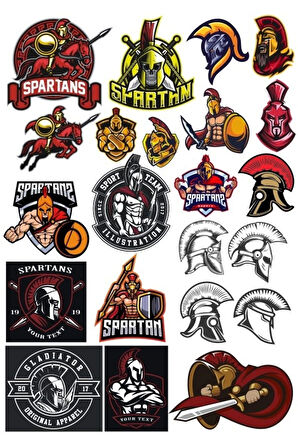 Spartalı Savaşçı Sticker Set 2 20 Parça Telefon, Tablet, Defter, Laptop Sticker