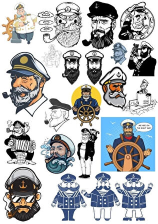 Gemi Kaptanı Sticker Set 20 Parça Telefon, Tablet, Defter, Laptop Sticker