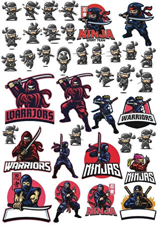 Ninja Sticker Set 20 Parça Telefon, Tablet, Defter, Laptop Sticker