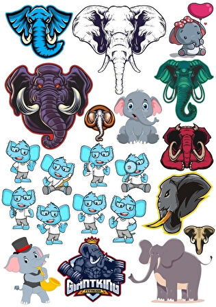 Fil Sticker Set 1 18 Parça Telefon, Tablet, Defter, Laptop Sticker