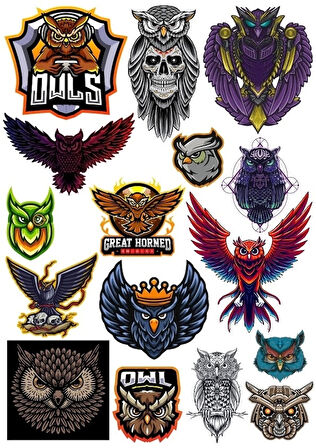 Baykuş Sticker Set 3 15 Parça Telefon, Tablet, Defter, Laptop Sticker