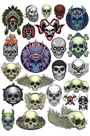 Kurukafalar Sticker Set 25 Parça Telefon, Tablet, Defter, Laptop Sticker