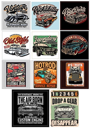 Retro 4x4 Off Road Sticker Set5 12 Parça Telefon, Tablet, Defter, Laptop Sticker