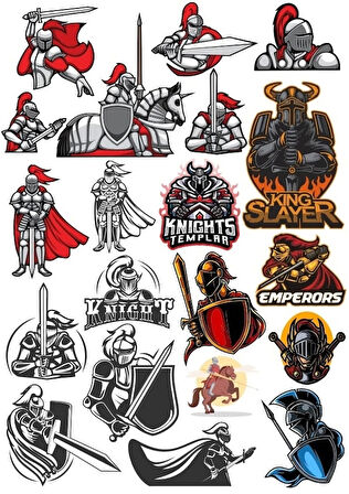 Şövalye Sticker Set 3 16 Parça Telefon, Tablet, Defter, Laptop Sticker