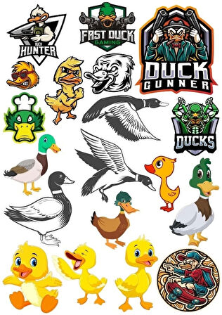 Ördek Sticker Set 17 Parça Telefon, Tablet, Defter, Laptop Sticker