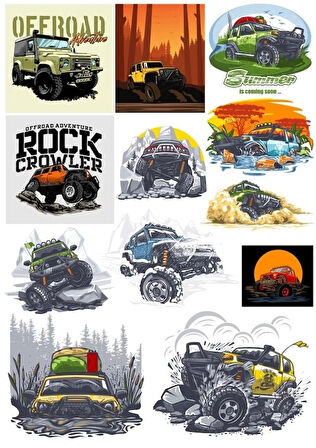 4x4 Off Road Sticker Set4 12 Parça Telefon, Tablet, Defter, Laptop Sticker
