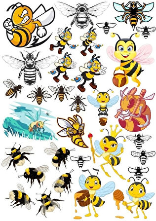 Arılar Sticker Set 2 20 Parça Telefon, Tablet, Defter, Laptop Sticker