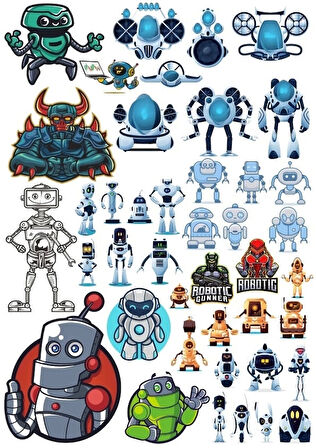 Robot Sticker Set 2 20 Parça Telefon, Tablet, Defter, Laptop Sticker