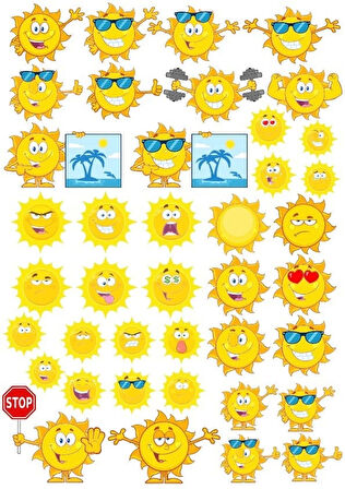 Güneş Sticker Set 24 Parça Telefon, Tablet, Defter, Laptop Sticker