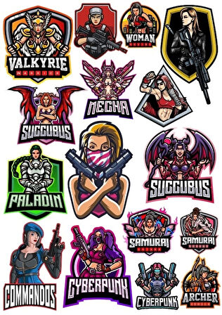 Kadın Karakterler Sticker Set 2 14 Parça Telefon, Tablet, Defter, Laptop Sticker