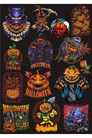 Hallowen Temalı Sticker Set 8 16 Parça Telefon, Tablet, Defter, Laptop Sticker