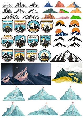 Dağlar Sticker Set 8 20 Parça Telefon, Tablet, Defter, Laptop Sticker