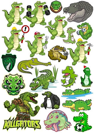 Timsah Sticker Set 3 20 Parça Telefon, Tablet, Defter, Laptop Sticker