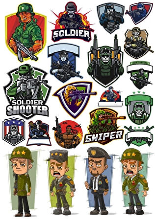 Asker Sticker Set 7 15 Parça Telefon, Tablet, Defter, Laptop Sticker