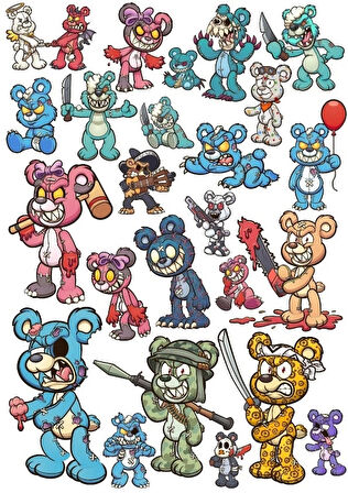 Korkunç Hayvanlar Sticker Set 2 20 Parça Telefon, Tablet, Defter, Laptop Sticker