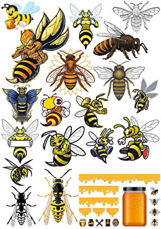Arı Sticker Set1 15 Parça Telefon, Tablet, Defter, Laptop Sticker