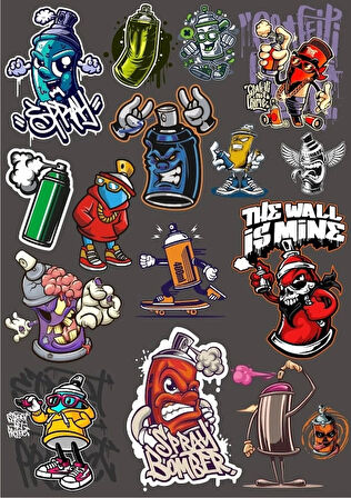 Sprey Sticker Set 2 15 Parça Telefon, Tablet, Defter, Laptop Sticker