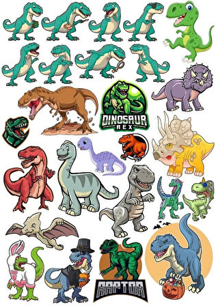 Dinozorlar Sticker Set 20 Parça Telefon, Tablet, Defter, Laptop Sticker