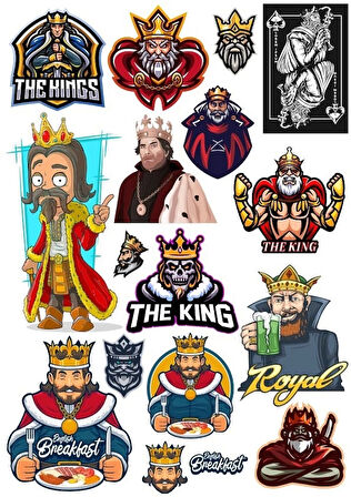 Kral Sticker Set 5 18 Parça Telefon, Tablet, Defter, Laptop Sticker
