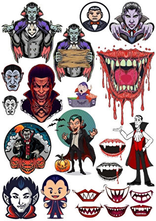 Vampir Sticker Set 2 16 Parça Telefon, Tablet, Defter, Laptop Sticker