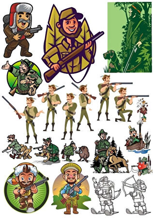 Avcı Sticker Set 22 Parça Telefon, Tablet, Defter, Laptop Sticker