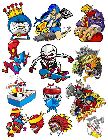 Tavşan Sticker Set 7 15 Parça Telefon, Tablet, Defter, Laptop Sticker