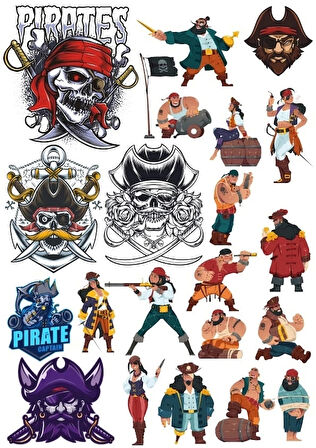 Korsan Sticker Set 6 20 Parça Telefon, Tablet, Defter, Laptop Sticker