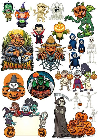 Hallowen Sticker Set 6 24 Parça Telefon, Tablet, Defter, Laptop Sticker