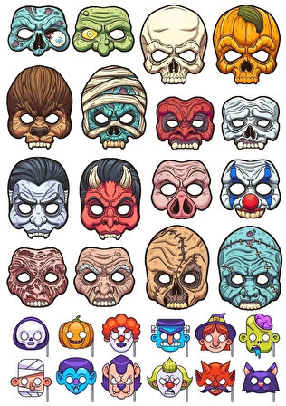 Farklı Yüzler Sticker Set 26 Parça Telefon, Tablet, Defter, Laptop Sticker