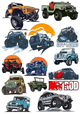 Off Road 4X4 Sticker Set 2 12 Parça Telefon, Tablet, Defter, Laptop Sticker