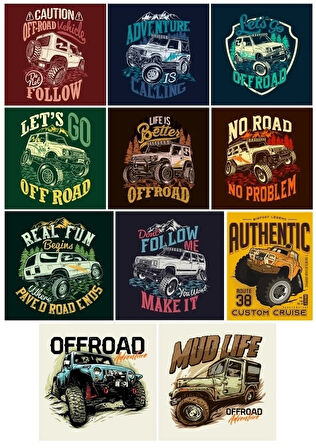Off Road 4x4 Sticker Set 11 Parça Telefon, Tablet, Defter, Laptop Sticker