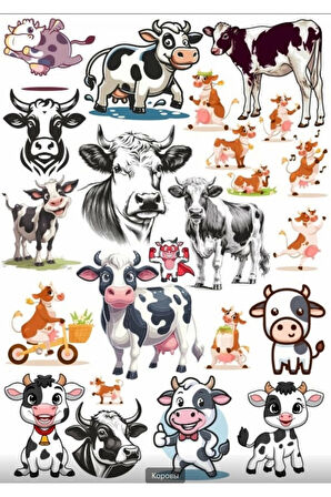 Sevimli İnek Sticker Set 2