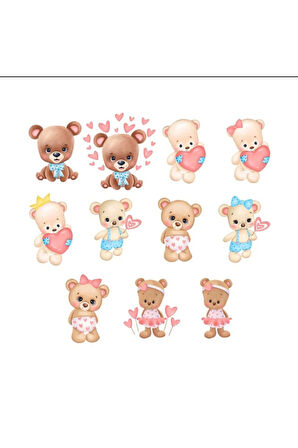 Tatlı Sevimli Ayıcıklar Sticker Set