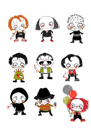 Korkunç Karakterler Sticker Set