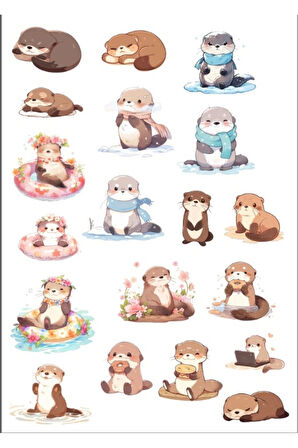 Sevimli Tatlı Rakun Sticker Set