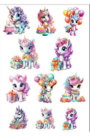 Hediye ve Unicorn Sticker Set