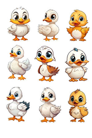 Sevimli Ördek Sticker Set