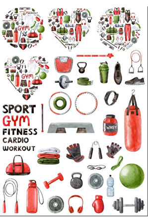 Gym Spor Salonu Sticker Set