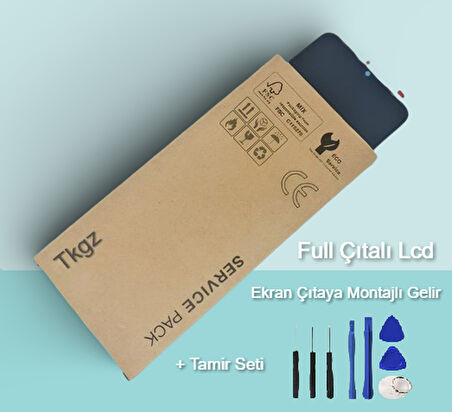 Tkgz - Xiaomi Mİ NOTE 10 Lite Uyumlu Lcd Ekran Dokunmatik SERVİCE - PACK - FULL ÇITALI SİYAH + Montaj Seti