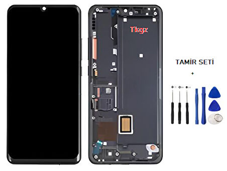 Tkgz - Xiaomi Mİ NOTE 10 Lite Uyumlu Lcd Ekran Dokunmatik SERVİCE - PACK - FULL ÇITALI SİYAH + Montaj Seti
