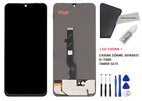 Tkgz - Tcl 30 PLUS Uyumlu Lcd Ekran Dokunmatik SERVİCE - PACK + B-7000 + Montaj Seti