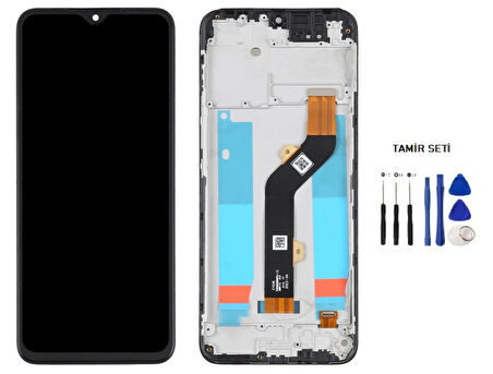 Tkgz - Infinix HOT 10 Uyumlu Lcd Ekran Dokunmatik SERVİCE - PACK - FULL ÇITALI + Montaj Seti