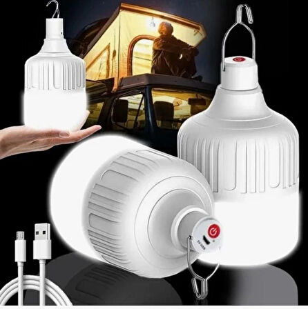 Noas 30w USB Şarj Edilebilir Taşınabilir  Acil Durum LED Torch Ampul ( Beyaz Işık )