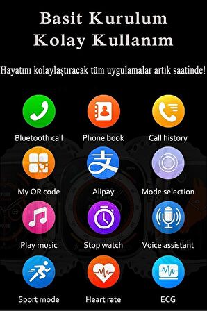 QASUL Watch Ultra Plus 2.08 Inç Akıllı Saat Tüm Telefonlarla Uyumlu