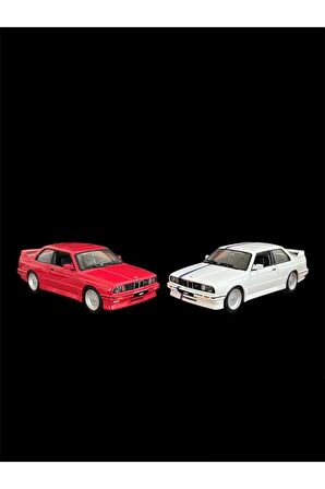 Yeni - New 1988 BMW M3 (E30) İkili Set Red - White 1:24 Ölçek Burago Marka