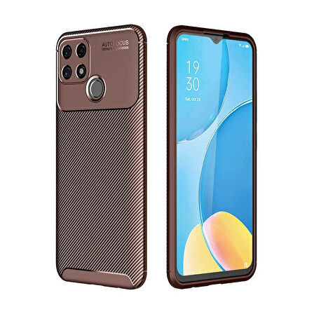Oppo A15 Kılıf Lopard Kamera Korumalı Karbon Desenli Negro Kapak Orijinal Yüzey Kılıf
