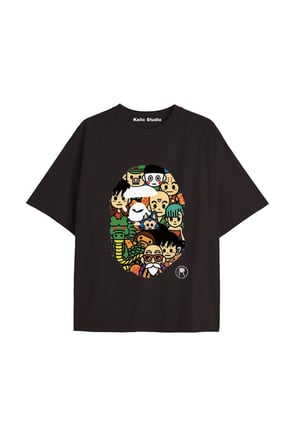 UNİSEX Bay Bape Desenli Siyah Yazlık T-shirt