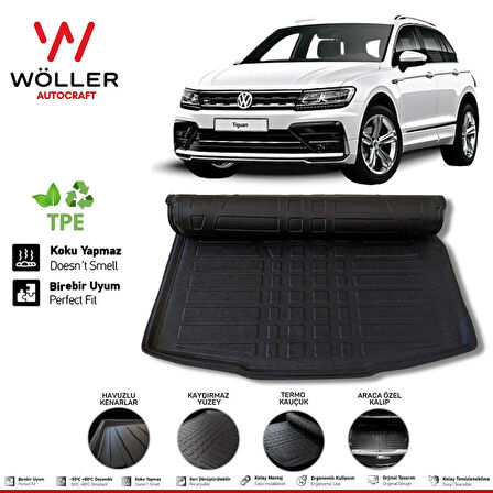 Volkswagen Tiguan Bagaj Havuzu 2016 2022 Arası 3D Wöller Ultralflex Esnek